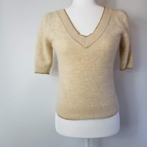 Vintage Angora Blend Cropped Sweater Gold Small